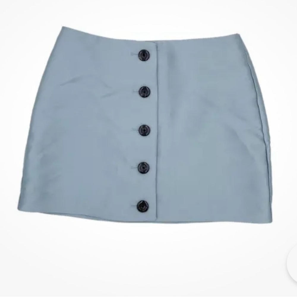 Urban Outfitters Florence Taffeta Button Front Mini Skirt Satiny Blue Size Small